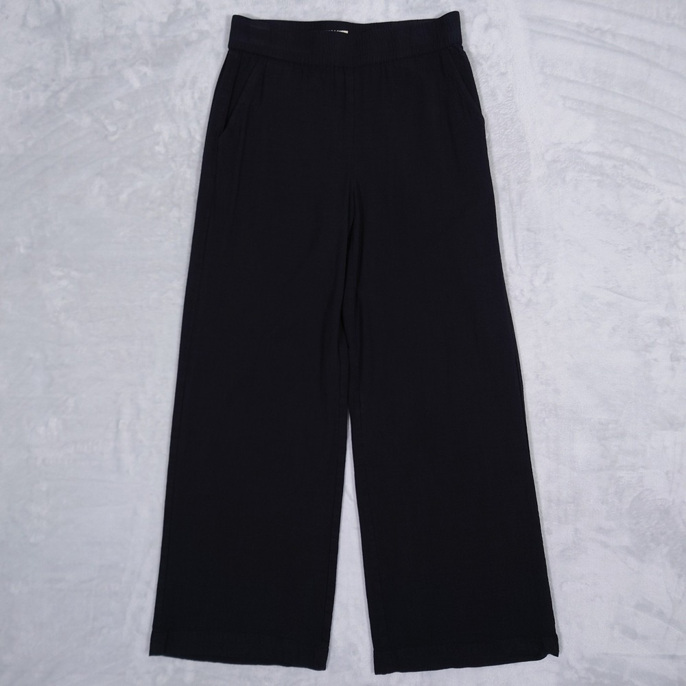 Marine Layer Alison Tencel Pants Womens S Wide Leg Elastic Waist Black 17231